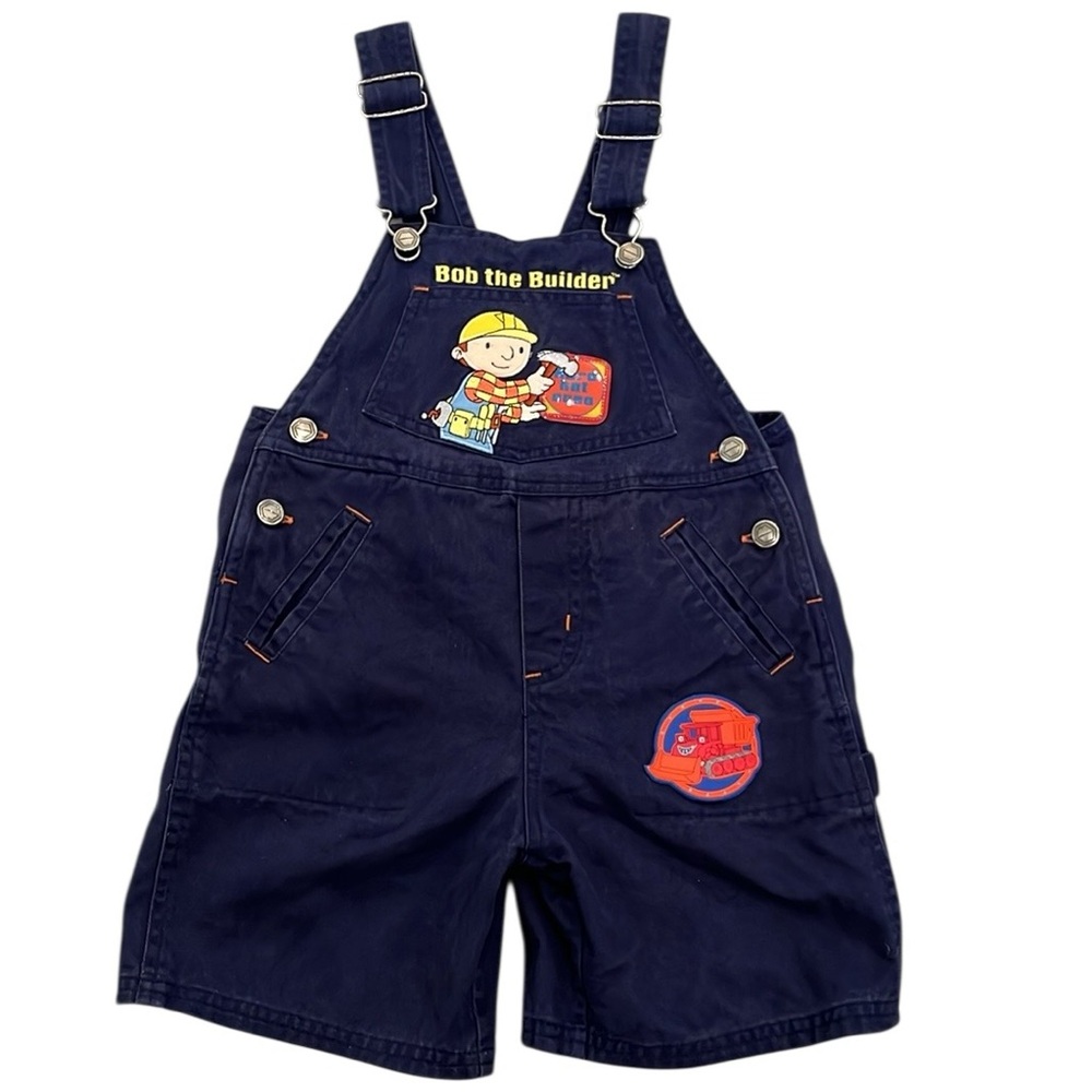 Bob The Builder Blue Short‎ Cargo Overalls Patch Embroidered Vintage 90s Size 4T